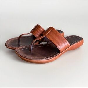 Timberland Brown Leather Strappy Flat Sandals Women’s Size 9M Slip-On Comfort